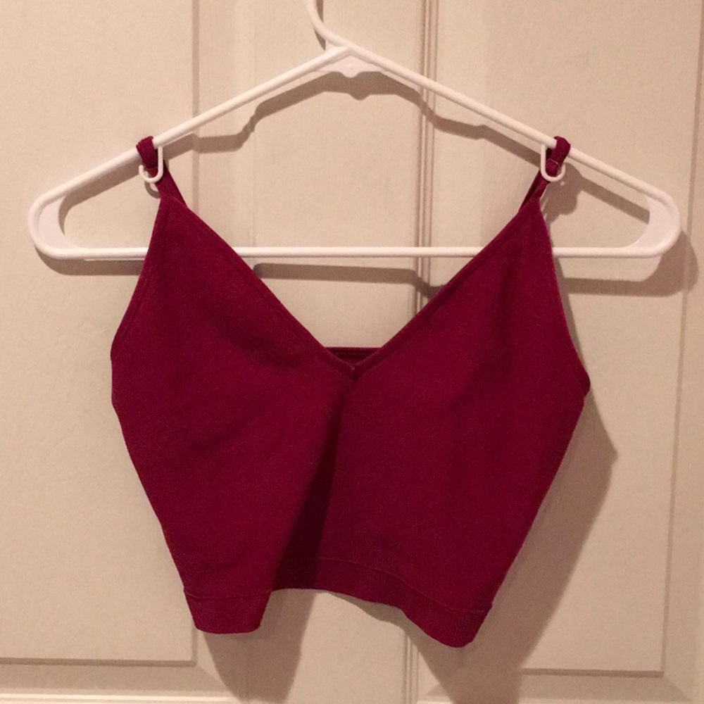red ribbed crop top